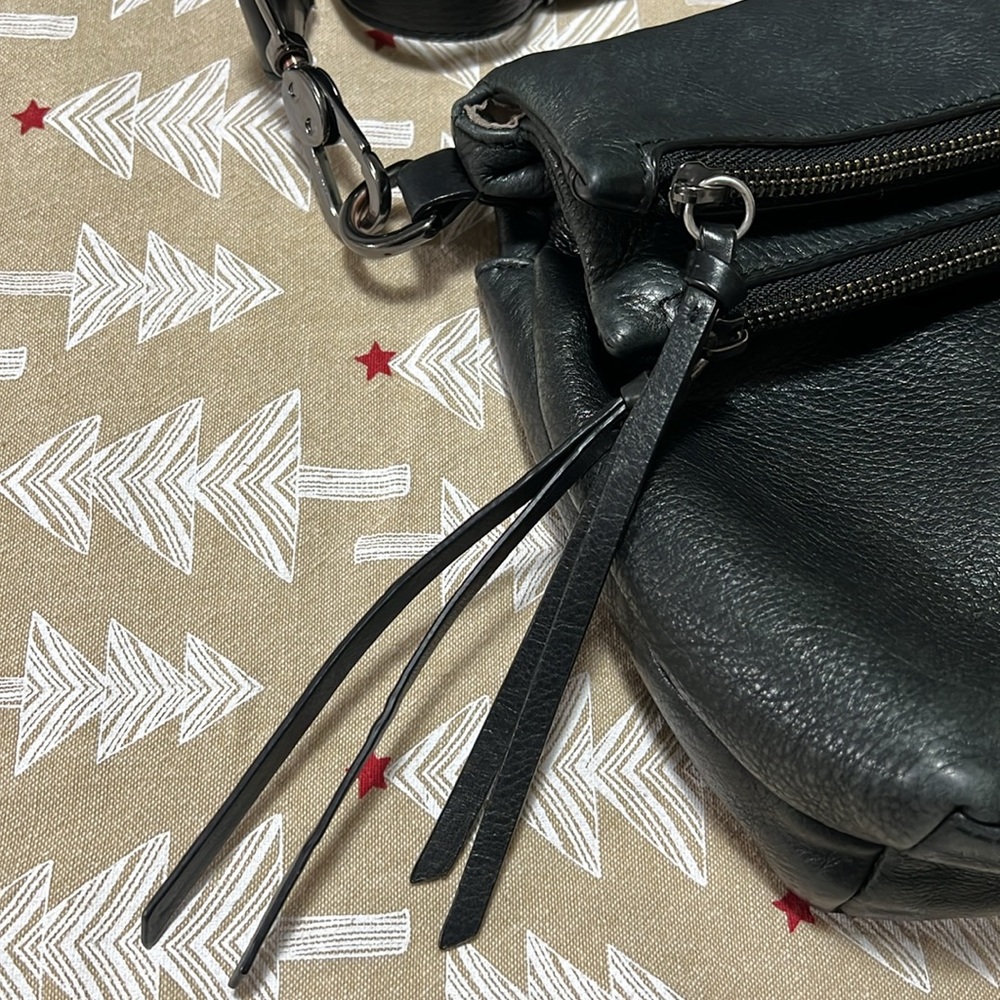 Margot Mickey Double Zip Versatile Hobo crossbody in Black Leather - Picture 3 of 15